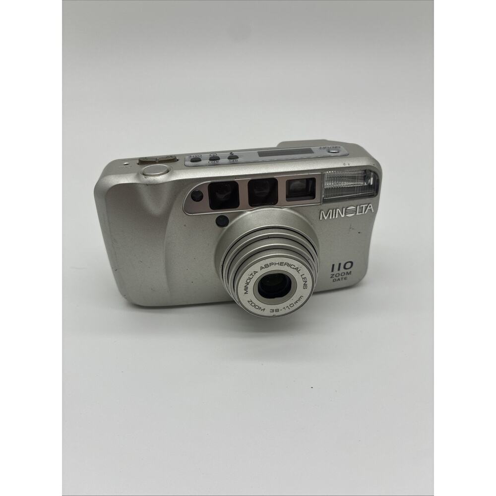 Minolta 110 Zoom Date Point & Shoot 35mm Film Camera Damaged Screen Untested